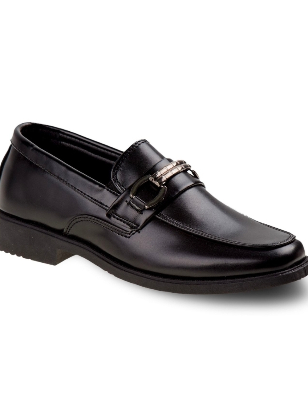 Josmo Boys Dress Shoes  Black Slip-On Comfort Oxford Loafer with Metal Bit